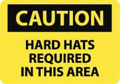 NMC - "Caution - Hard Hats Required in This Area", 10" Long x 14" Wide, Aluminum Safety Sign - Rectangle, 0.04" Thick, Use for Accident Prevention - USA Tool & Supply