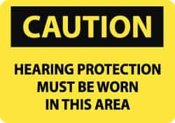 NMC - "Caution - Hearing Protection Must Be Worn in This Area", 10" Long x 14" Wide, Aluminum Safety Sign - Rectangle, 0.04" Thick, Use for Accident Prevention - USA Tool & Supply