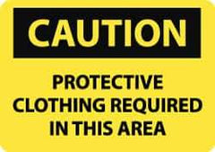 NMC - "Caution - Protective Clothing Required in This Area", 10" Long x 14" Wide, Rigid Plastic Safety Sign - Rectangle, 0.05" Thick, Use for Accident Prevention - USA Tool & Supply