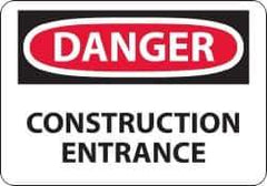NMC - "Danger - Construction Entrance", 20" Long x 28" Wide, Aluminum Safety Sign - Rectangle, 0.04" Thick, Use for Security & Admittance - USA Tool & Supply