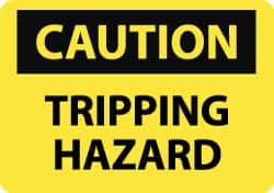 NMC - "Caution - Tripping Hazard", 10" Long x 14" Wide, Aluminum Safety Sign - Rectangle, 0.04" Thick, Use for Accident Prevention - USA Tool & Supply