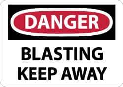 NMC - "Danger - Blasting - Keep Away", 7" Long x 10" Wide, Pressure-Sensitive Vinyl Safety Sign - Rectangle, 0.004" Thick, Use for Accident Prevention - USA Tool & Supply