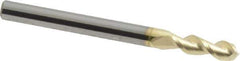Accupro - 1/8", 3/8" LOC, 1/8" Shank Diam, 1-1/2" OAL, 2 Flute, Solid Carbide Square End Mill - Single End, ZrN Finish, Spiral Flute, 45° Helix, Centercutting, Right Hand Cut, Right Hand Flute - USA Tool & Supply