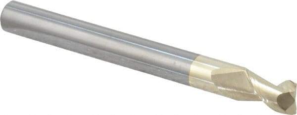 Accupro - 1/4", 3/8" LOC, 1/4" Shank Diam, 2-1/2" OAL, 2 Flute, Solid Carbide Square End Mill - Single End, ZrN Finish, Spiral Flute, 45° Helix, Centercutting, Right Hand Cut, Right Hand Flute - USA Tool & Supply