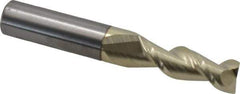 Accupro - 11/32", 1" LOC, 3/8" Shank Diam, 2-1/2" OAL, 2 Flute, Solid Carbide Square End Mill - Single End, ZrN Finish, Spiral Flute, 45° Helix, Centercutting, Right Hand Cut, Right Hand Flute - USA Tool & Supply