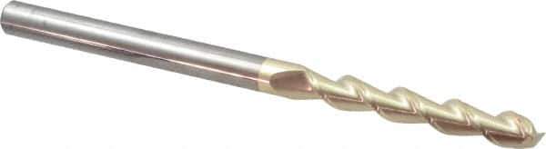 Accupro - 3/8", 2-1/2" LOC, 3/8" Shank Diam, 6" OAL, 2 Flute, Solid Carbide Square End Mill - Single End, ZrN Finish, Spiral Flute, 45° Helix, Centercutting, Right Hand Cut, Right Hand Flute - USA Tool & Supply