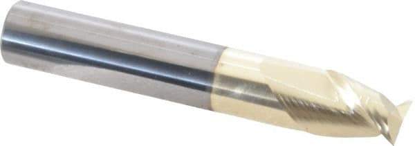 Accupro - 7/16", 9/16" LOC, 7/16" Shank Diam, 2-3/4" OAL, 2 Flute, Solid Carbide Square End Mill - Single End, ZrN Finish, Spiral Flute, 45° Helix, Centercutting, Right Hand Cut, Right Hand Flute - USA Tool & Supply