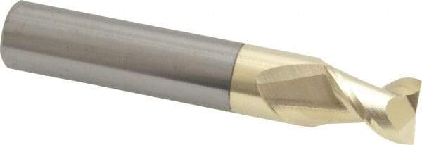 Accupro - 15/32", 5/8" LOC, 1/2" Shank Diam, 3" OAL, 2 Flute, Solid Carbide Square End Mill - Single End, ZrN Finish, Spiral Flute, 45° Helix, Centercutting, Right Hand Cut, Right Hand Flute - USA Tool & Supply