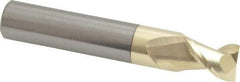 Accupro - 15/32", 5/8" LOC, 1/2" Shank Diam, 3" OAL, 2 Flute, Solid Carbide Square End Mill - Single End, ZrN Finish, Spiral Flute, 45° Helix, Centercutting, Right Hand Cut, Right Hand Flute - USA Tool & Supply