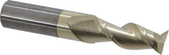 Accupro - 15/32", 1-1/4" LOC, 1/2" Shank Diam, 3" OAL, 2 Flute, Solid Carbide Square End Mill - Single End, ZrN Finish, Spiral Flute, 45° Helix, Centercutting, Right Hand Cut, Right Hand Flute - USA Tool & Supply