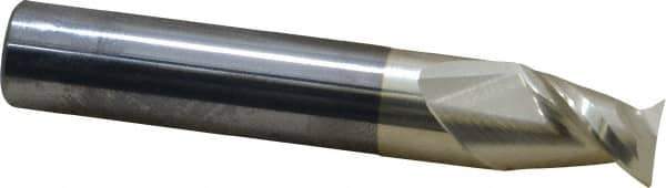 Accupro - 1/2", 5/8" LOC, 1/2" Shank Diam, 3" OAL, 2 Flute, Solid Carbide Square End Mill - Single End, ZrN Finish, Spiral Flute, 45° Helix, Centercutting, Right Hand Cut, Right Hand Flute - USA Tool & Supply