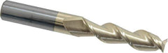 Accupro - 1/2", 2" LOC, 1/2" Shank Diam, 4" OAL, 2 Flute, Solid Carbide Square End Mill - Single End, ZrN Finish, Spiral Flute, 45° Helix, Centercutting, Right Hand Cut, Right Hand Flute - USA Tool & Supply
