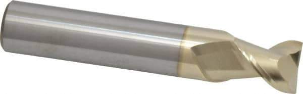 Accupro - 5/8", 3/4" LOC, 5/8" Shank Diam, 3-1/2" OAL, 2 Flute, Solid Carbide Square End Mill - Single End, ZrN Finish, Spiral Flute, 45° Helix, Centercutting, Right Hand Cut, Right Hand Flute - USA Tool & Supply