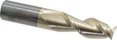 Accupro - 5/8", 1-5/8" LOC, 5/8" Shank Diam, 3-1/2" OAL, 2 Flute, Solid Carbide Square End Mill - Single End, ZrN Finish, Spiral Flute, 45° Helix, Centercutting, Right Hand Cut, Right Hand Flute - USA Tool & Supply