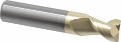 Accupro - 3/4", 1" LOC, 3/4" Shank Diam, 4" OAL, 2 Flute, Solid Carbide Square End Mill - Single End, ZrN Finish, Spiral Flute, 45° Helix, Centercutting, Right Hand Cut, Right Hand Flute - USA Tool & Supply