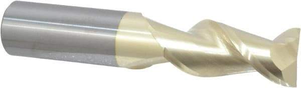 Accupro - 3/4", 1-5/8" LOC, 3/4" Shank Diam, 4" OAL, 2 Flute, Solid Carbide Square End Mill - Single End, ZrN Finish, Spiral Flute, 45° Helix, Centercutting, Right Hand Cut, Right Hand Flute - USA Tool & Supply