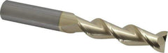 Accupro - 3/4", 3" LOC, 3/4" Shank Diam, 6" OAL, 2 Flute, Solid Carbide Square End Mill - Single End, ZrN Finish, Spiral Flute, 45° Helix, Centercutting, Right Hand Cut, Right Hand Flute - USA Tool & Supply
