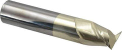Accupro - 1", 1-1/4" LOC, 1" Shank Diam, 5" OAL, 2 Flute, Solid Carbide Square End Mill - Single End, ZrN Finish, Spiral Flute, 45° Helix, Centercutting, Right Hand Cut, Right Hand Flute - USA Tool & Supply