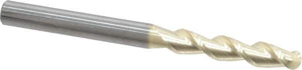 Accupro - 1/4" Diam, 1-1/4" LOC, 2 Flute Solid Carbide Ball End Mill - ZrN Finish, Single End, 3" OAL, 1/4" Shank Diam, Spiral Flute - USA Tool & Supply