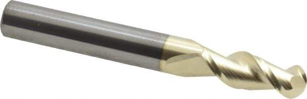 Accupro - 5/16" Diam, 13/16" LOC, 2 Flute Solid Carbide Ball End Mill - ZrN Finish, Single End, 2-1/2" OAL, 5/16" Shank Diam, Spiral Flute - USA Tool & Supply