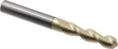Accupro - 5/16" Diam, 1-1/4" LOC, 2 Flute Solid Carbide Ball End Mill - ZrN Finish, Single End, 3" OAL, 5/16" Shank Diam, Spiral Flute - USA Tool & Supply