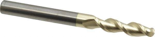 Accupro - 3/8" Diam, 1-1/2" LOC, 2 Flute Solid Carbide Ball End Mill - ZrN Finish, Single End, 4" OAL, 3/8" Shank Diam, Spiral Flute - USA Tool & Supply