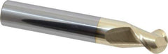 Accupro - 7/16" Diam, 9/16" LOC, 2 Flute Solid Carbide Ball End Mill - ZrN Finish, Single End, 2-3/4" OAL, 7/16" Shank Diam, Spiral Flute - USA Tool & Supply