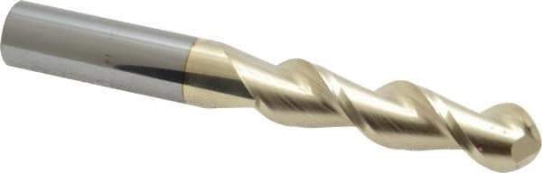 Accupro - 1/2" Diam, 2" LOC, 2 Flute Solid Carbide Ball End Mill - ZrN Finish, Single End, 4" OAL, 1/2" Shank Diam, Spiral Flute - USA Tool & Supply