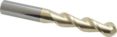 Accupro - 1/2" Diam, 2" LOC, 2 Flute Solid Carbide Ball End Mill - ZrN Finish, Single End, 4" OAL, 1/2" Shank Diam, Spiral Flute - USA Tool & Supply