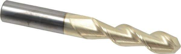 Accupro - 5/8" Diam, 2-1/2" LOC, 2 Flute Solid Carbide Ball End Mill - ZrN Finish, Single End, 5" OAL, 5/8" Shank Diam, Spiral Flute - USA Tool & Supply