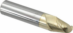 Accupro - 1" Diam, 1-1/4" LOC, 2 Flute Solid Carbide Ball End Mill - ZrN Finish, Single End, 5" OAL, 1" Shank Diam, Spiral Flute - USA Tool & Supply