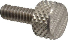 Electro Hardware - #6-32 Knurled Shoulderless Grade 303 Stainless Steel Thumb Screw - 9/16" OAL, 5/16" Head Diam x 3/16" Head Height, Uncoated - USA Tool & Supply