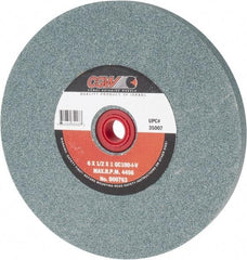 Camel Grinding Wheels - 100 Grit Silicon Carbide Bench & Pedestal Grinding Wheel - 6" Diam x 1" Hole x 1/2" Thick, 4456 Max RPM, I Hardness, Fine Grade , Vitrified Bond - USA Tool & Supply