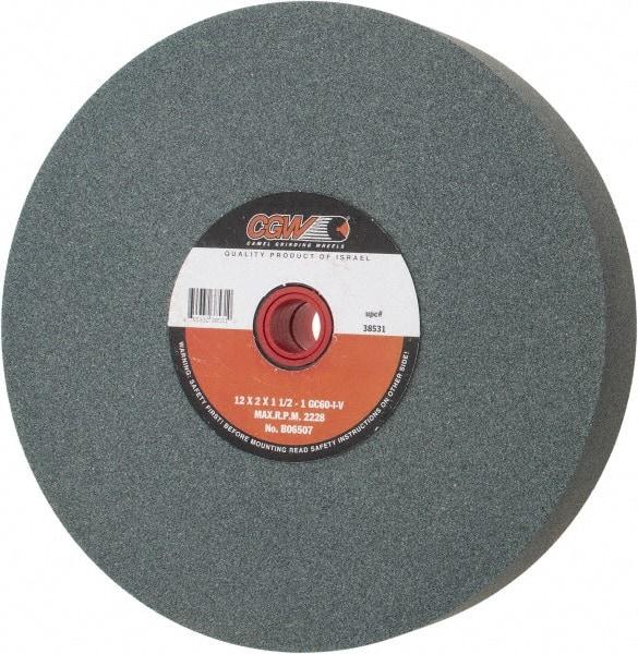 Camel Grinding Wheels - 60 Grit Silicon Carbide Bench & Pedestal Grinding Wheel - 12" Diam x 1-1/4" Hole x 2" Thick, 2220 Max RPM, I Hardness, Medium Grade , Vitrified Bond - USA Tool & Supply