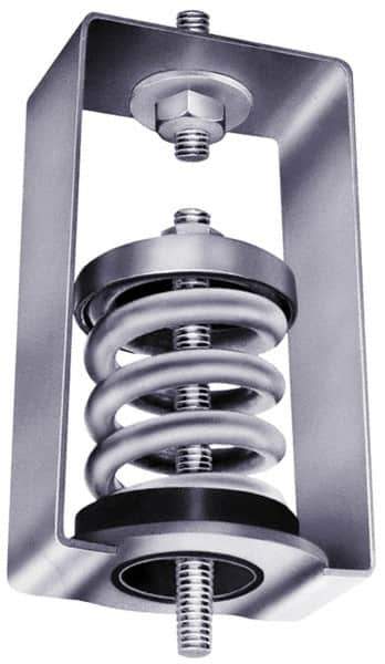 Mason Ind. - 200 Lb Capacity, 1" Deflection, HS-A, Vibration Control Hanger - 2-3/4" Long x 3-3/4" Wide x 5-3/4" High, 5/8" Max Rod Diam, 4" Lower Rod Penetration, Black - USA Tool & Supply