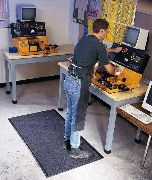 Wearwell - 60' Long x 4' Wide, Dry Environment, Anti-Fatigue Matting - Black, Vinyl with Vinyl Sponge Base, Rounded on 4 Sides - USA Tool & Supply