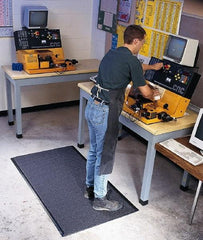 Wearwell - 60' Long x 3' Wide, Dry Environment, Anti-Fatigue Matting - Black, Vinyl with Vinyl Sponge Base, Rounded on 4 Sides - USA Tool & Supply