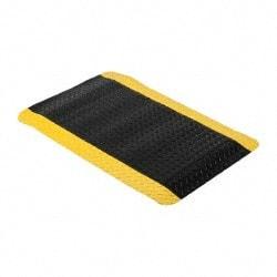 Wearwell - 3' Long x 2' Wide, Dry Environment, Anti-Fatigue Matting - Black with Yellow Borders, Vinyl with Nitrile Blend Base, Beveled on 4 Sides - USA Tool & Supply