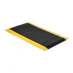 Wearwell - 5' Long x 3' Wide, Dry Environment, Anti-Fatigue Matting - Black with Yellow Borders, Vinyl with Nitrile Blend Base, Beveled on 4 Sides - USA Tool & Supply