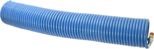 Coilhose Pneumatics - 1/4" ID, 1/4 Thread, 50' Long, Blue Nylon Coiled & Self Storing Hose - 220 Max psi, Male Swivel x Male Swivel - USA Tool & Supply