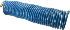 Coilhose Pneumatics - 3/8" ID, 3/8 Thread, 50' Long, Blue Nylon Coiled & Self Storing Hose - 230 Max psi, Male Swivel x Male Swivel - USA Tool & Supply