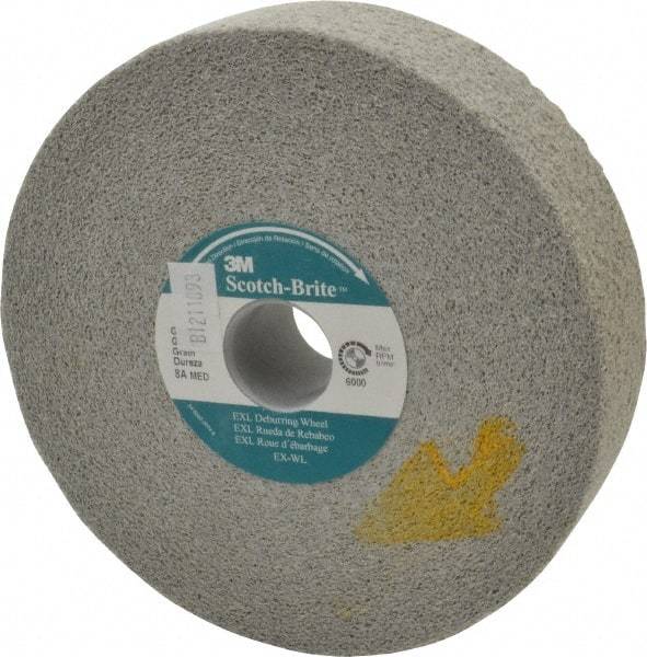 3M - 6" Diam, 1-1/2" Face Width, 1" Center Hole, Medium Grade, Aluminum Oxide Deburring Wheel - Convolute, Hard Density 8 Grade, 6,000 RPM - USA Tool & Supply