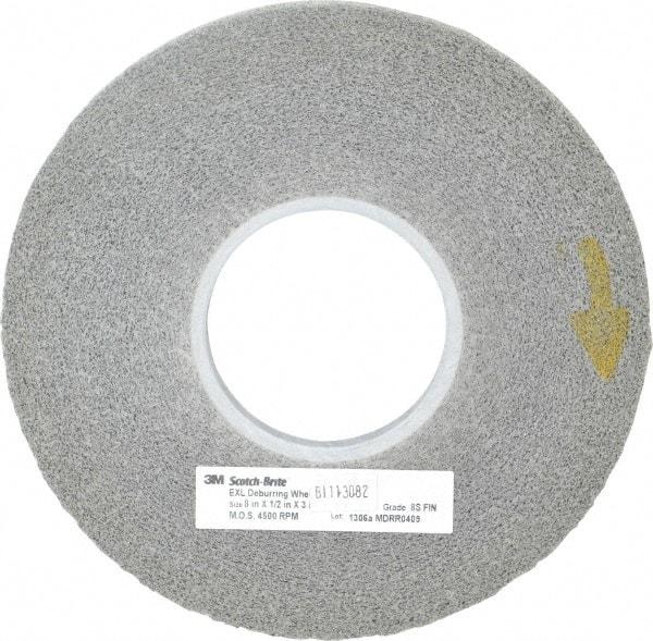 3M - 8" Diam, 1/2" Face Width, 3" Center Hole, Fine Grade, Silicon Carbide Deburring Wheel - Convolute, Hard Density 8 Grade, 4,500 RPM - USA Tool & Supply