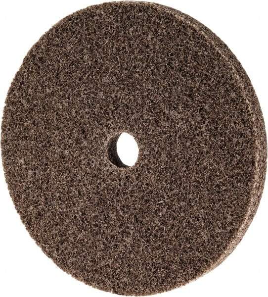 3M - 3" Diam, 1/4" Face Width, 3/8" Center Hole, Medium Grade, Aluminum Oxide Deburring Wheel - Unitized, Hard Density 8 Grade, 18,100 RPM - USA Tool & Supply
