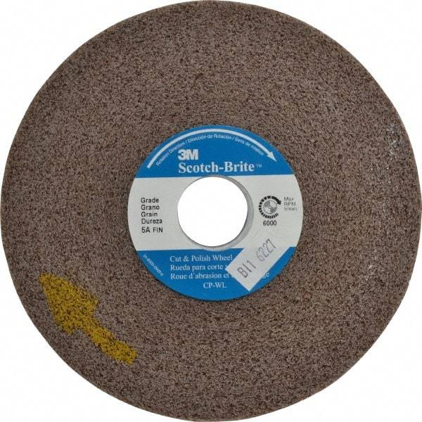 3M - 6" Diam, 1/2" Face Width, 1" Center Hole, Fine Grade, Aluminum Oxide Deburring Wheel - Convolute, Medium Density 5 Grade, 6,000 RPM - USA Tool & Supply