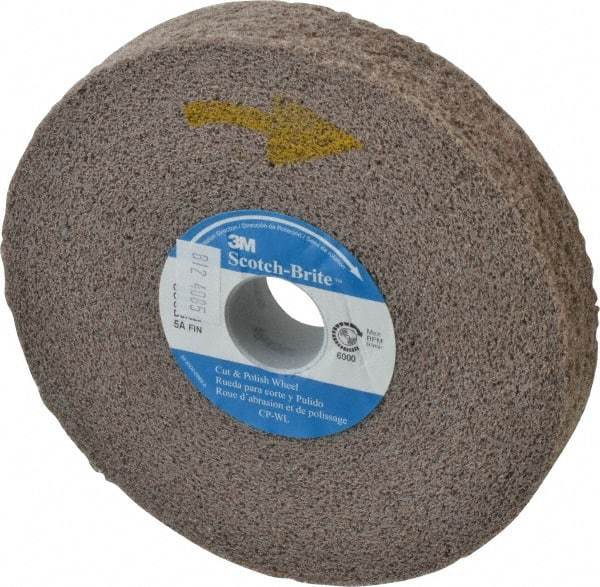 3M - 6" Diam, 1" Face Width, 1" Center Hole, Fine Grade, Aluminum Oxide Deburring Wheel - Convolute, Medium Density 5 Grade, 6,000 RPM - USA Tool & Supply