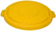 Rubbermaid - Round Lid for Use with 44 Gal Round Trash Cans - Yellow, Polyethylene, For Brute Trash Cans - USA Tool & Supply