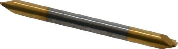 Accupro - 0.025" Radius, 1/8" Mill Diam, 2 Flute Solid Carbide Corner Rounding End Mill - Double End, TiN Finish, 1-1/2" OAL, 1/8" Shank Diam - USA Tool & Supply