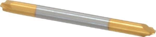 Accupro - 0.031" Radius, 1/8" Mill Diam, 2 Flute Solid Carbide Corner Rounding End Mill - Double End, TiN Finish, 1-1/2" OAL, 1/8" Shank Diam - USA Tool & Supply