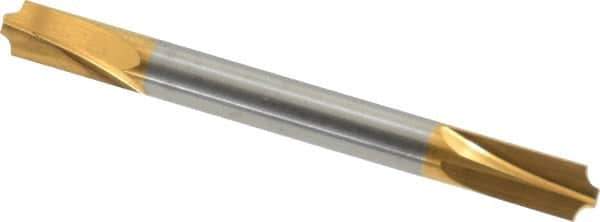 Accupro - 0.055" Radius, 3/16" Mill Diam, 2 Flute Solid Carbide Corner Rounding End Mill - Double End, TiN Finish, 2" OAL, 3/16" Shank Diam - USA Tool & Supply